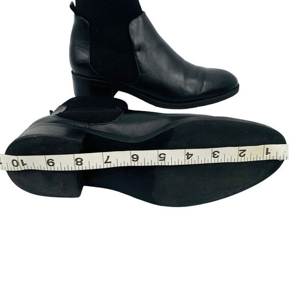 Zara Black Leather Low Heel Sock Style Chelsea Ankle Boots - Picture 9 of 11